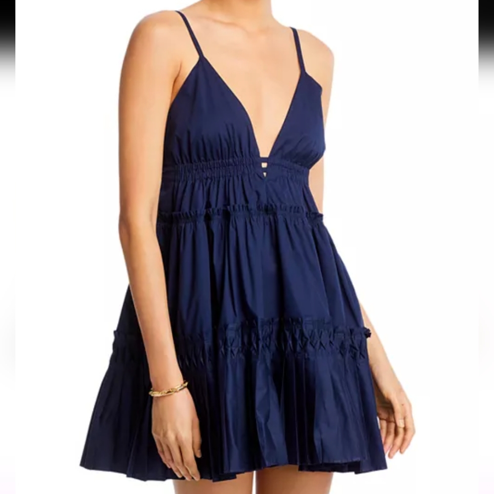 Ramy Brook Cotton Blend Katrina Tiered Mini Dress Women's size L EUC